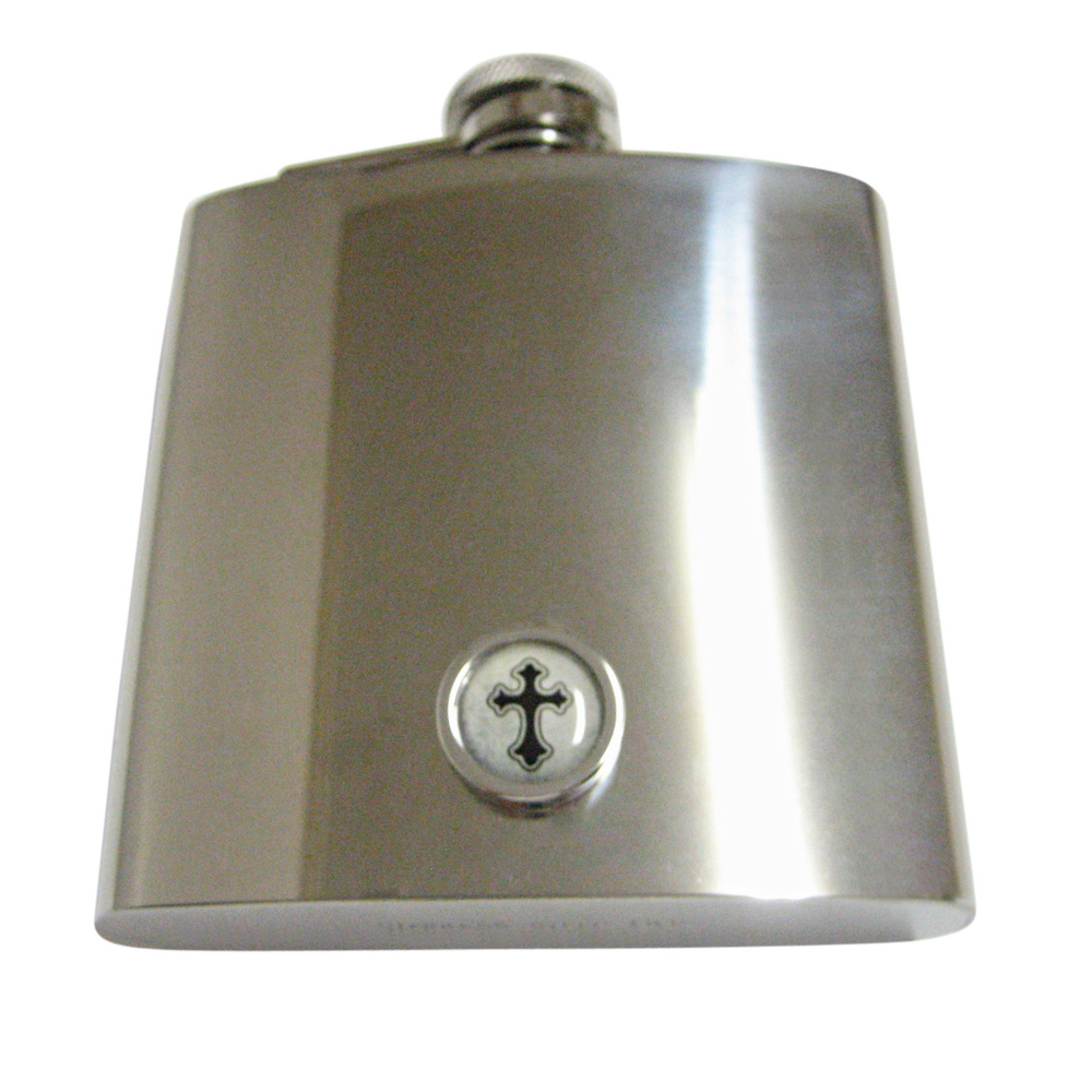 Bordered Gothic Cross 6oz Flask - image 1